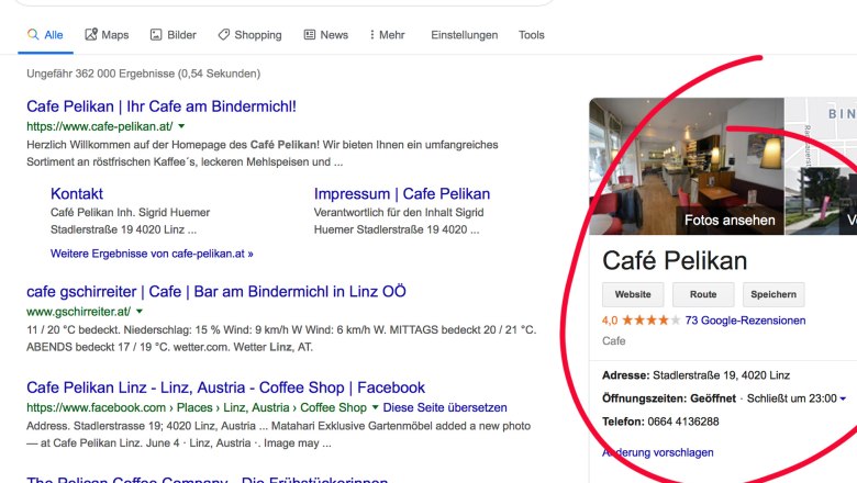 So kann der Google My Business Eintrag aussehen So kann der Google My Business Eintrag aussehen