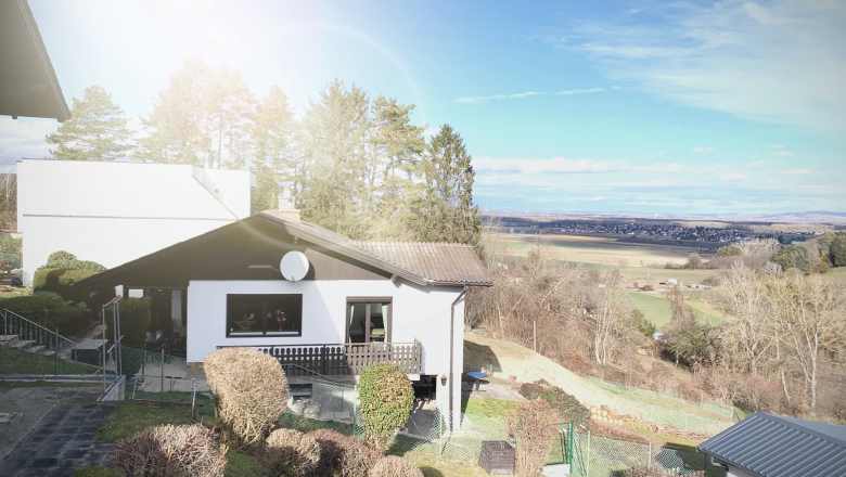 TDR chalet Vienna Woods garden with far-reaching views, © Obermeier House on the mountain with a view of the Tullnerfeld