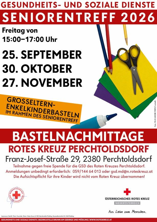 Bastelnachmittage im Roten Kreuz Perchtoldsdorf