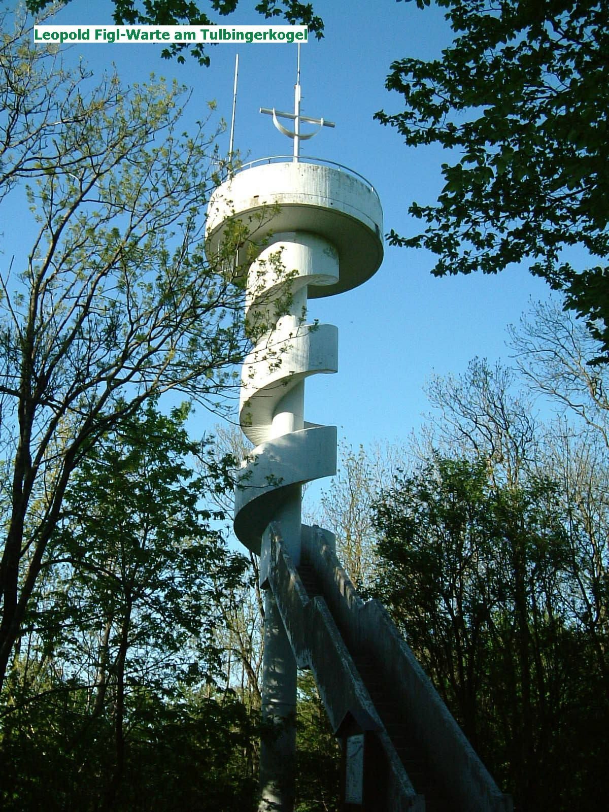 Leopold Figl lookout point with spiral staircase in the forest.