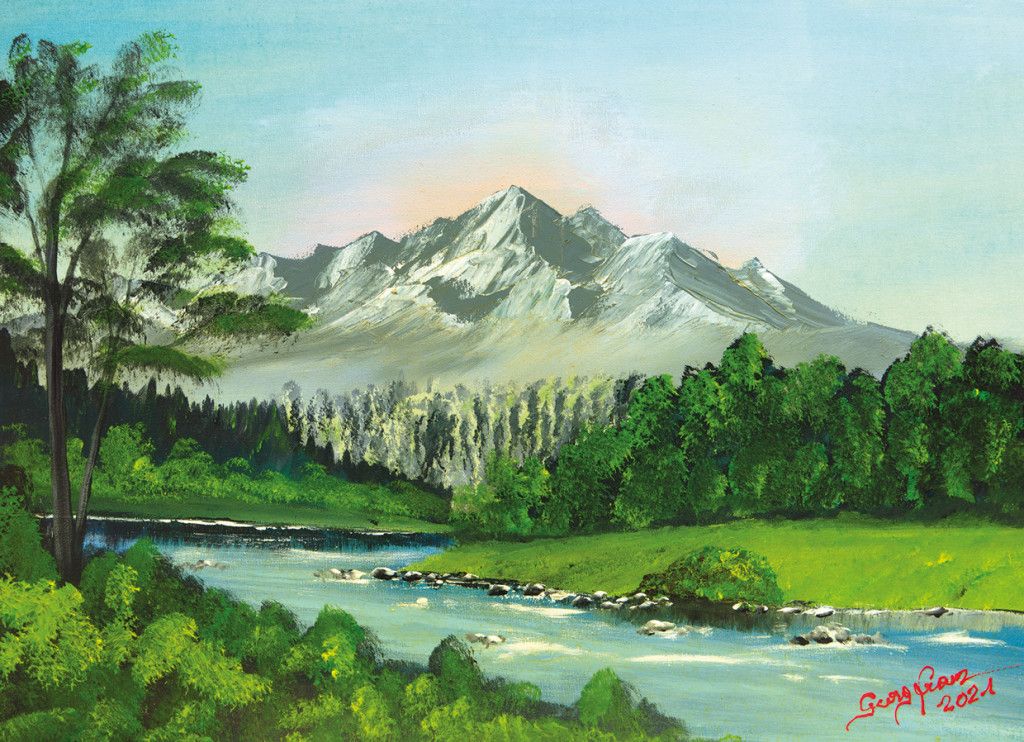 Georg Franz, Wildwasser, Acryl auf Leinwand, 50x70cm
