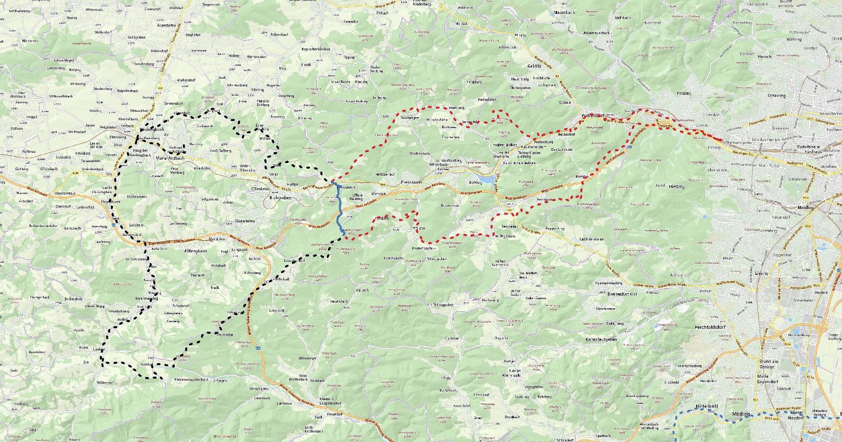 Complete course of the Wiental Elsbeere Tour
