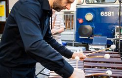 Ein talentierter Musiker bringt mit seinem Spiel auf der Marimba die Atmosphäre des Kultursommers zum Leben. Umgeben von der malerischen Kulisse des Triestingtals, zieht die Musik die Zuhörer in ihren Bann und schafft unvergessliche Momente.
