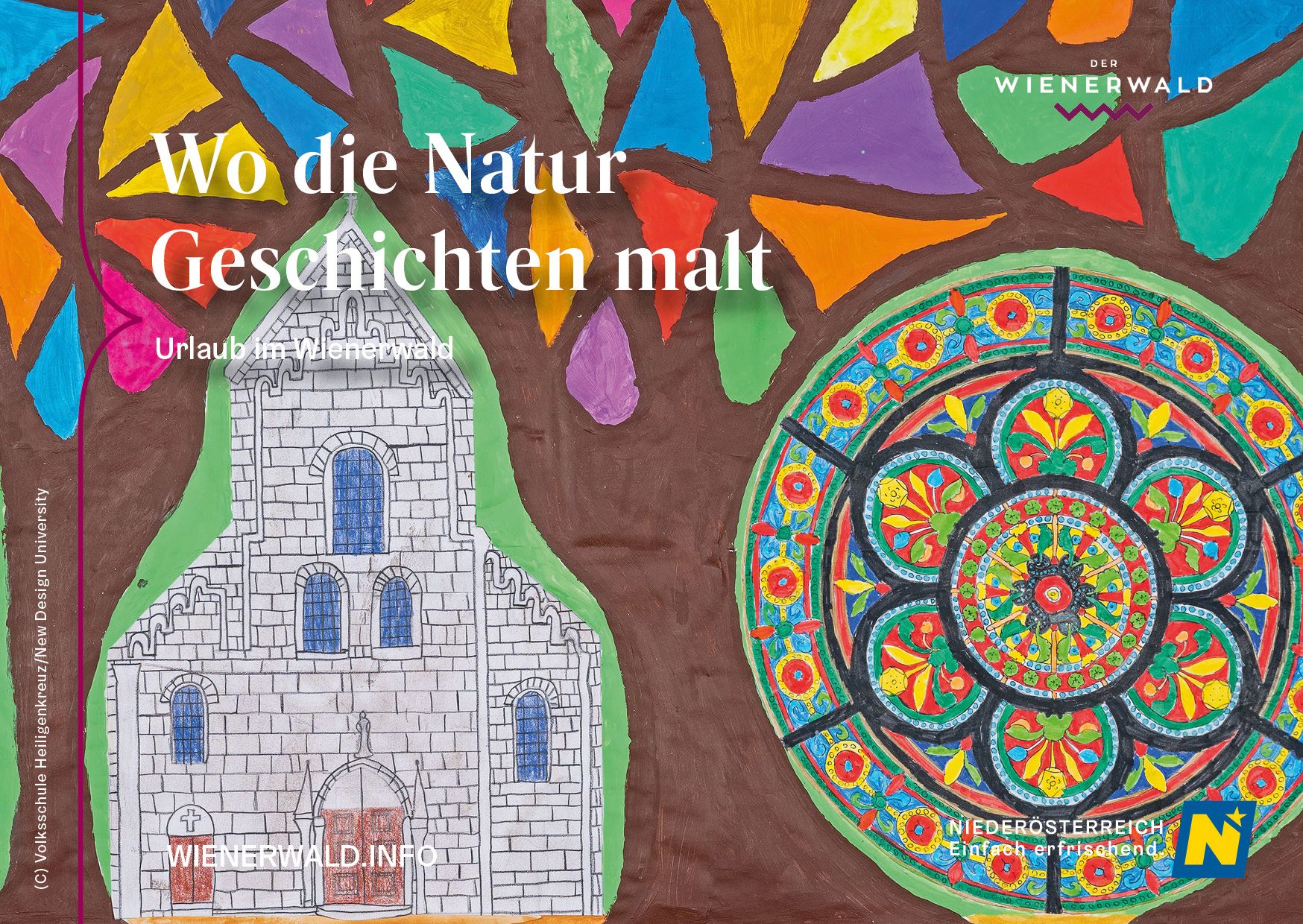 Bunte Kinderzeichnung des Stift Heiligenkreuz im Wienerwald