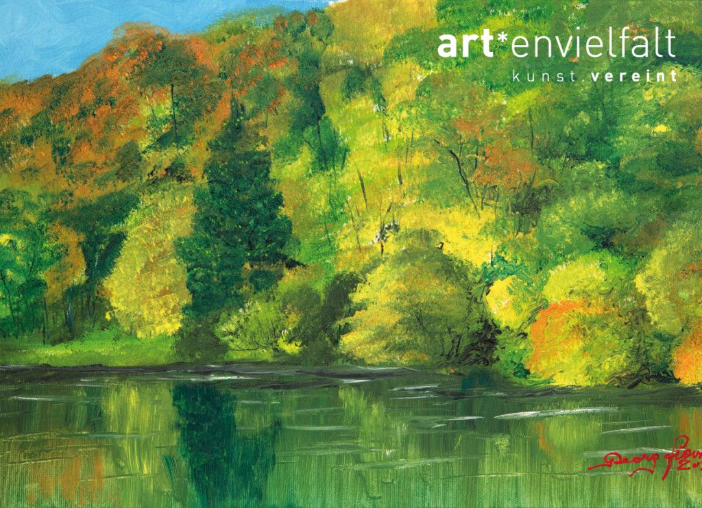 Georg Franz, Herbstspiegelung, Öl auf Leinwand, 34x55cm