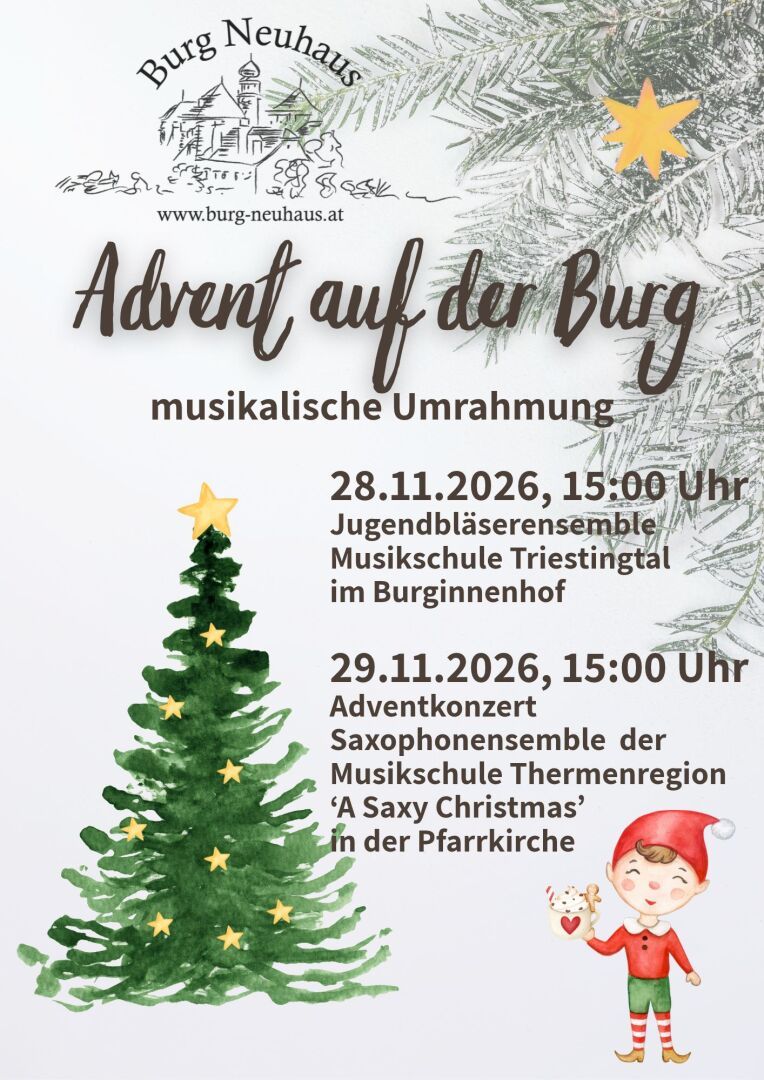 Ein Plakat mit einem Weihnachtsbaum und Text