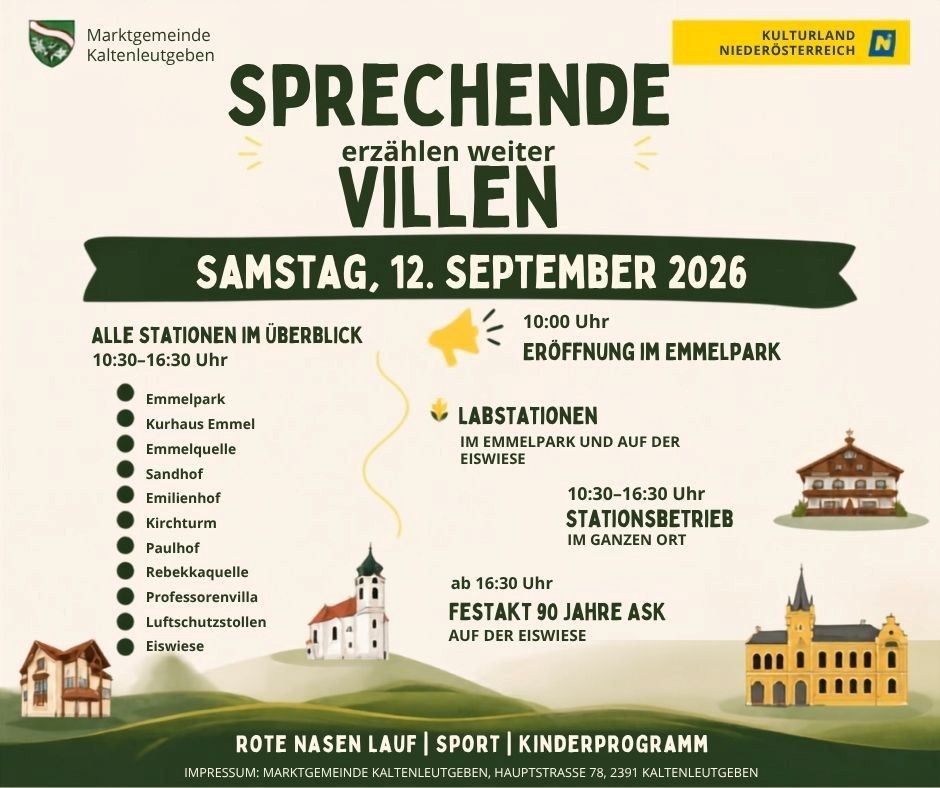 Plakat der sprechenden Villen