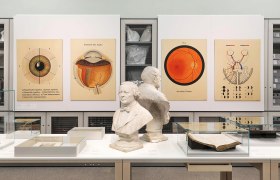 Ausstellung im Josephinum mit medizinischen Postern und Büsten.