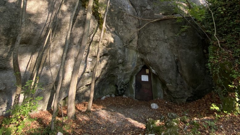 The entrance to the Merkensteiner Höhle is now closed by an iron door, © ARDIG