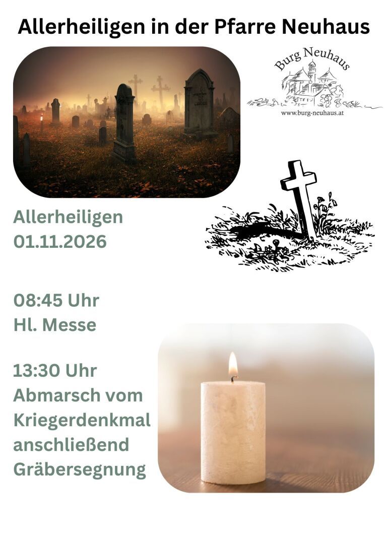 Eine Gruppe von Bildern eines Friedhofs und einer Kerze