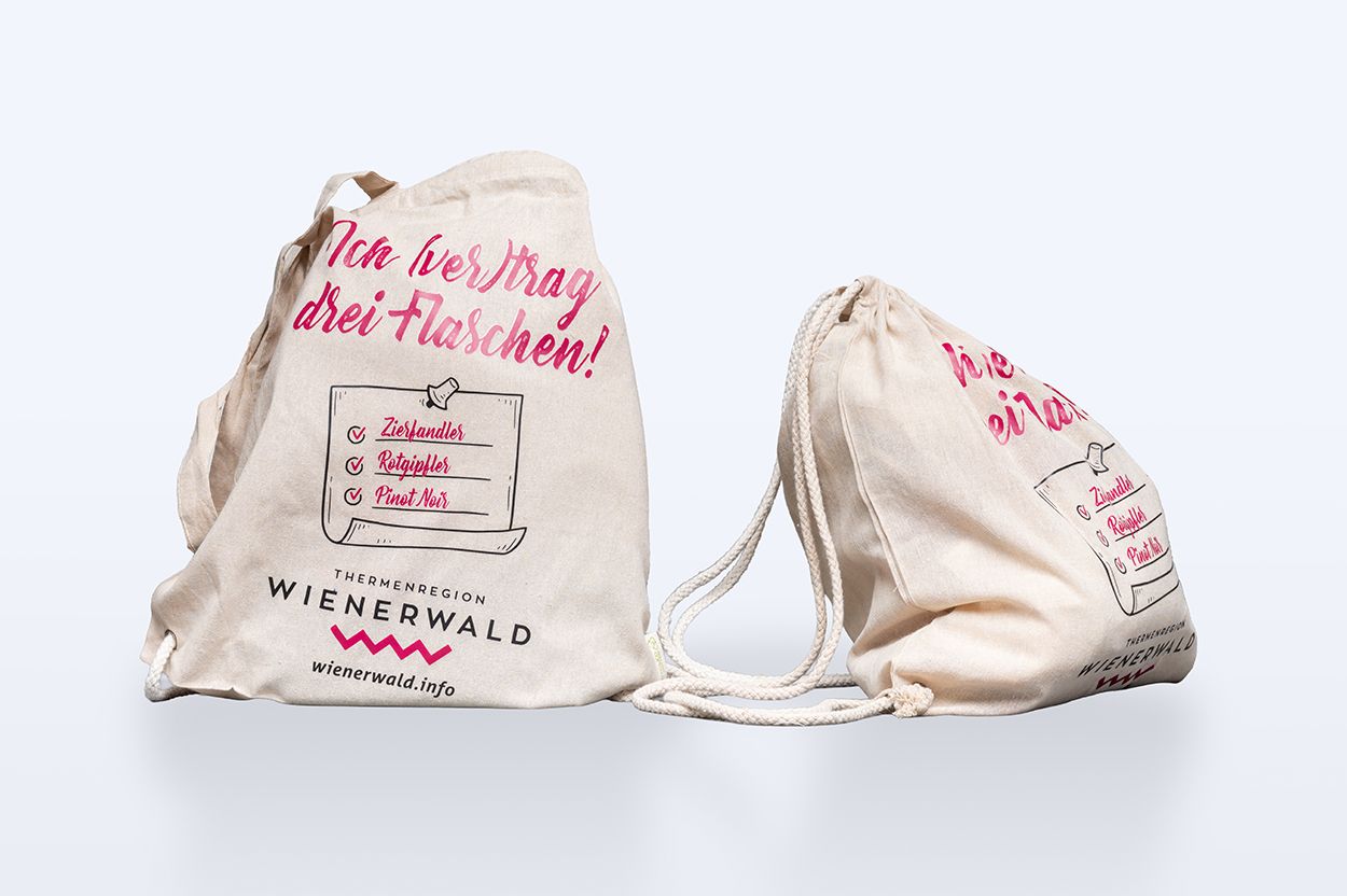 Stoffbeutel-/tasche mit der Aufschrift "Ich (ver)trag drei Flaschen" 