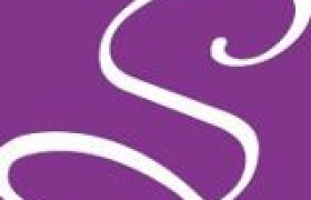 Logo mit einem geschwungenen weißen 'S' auf lila Hintergrund.