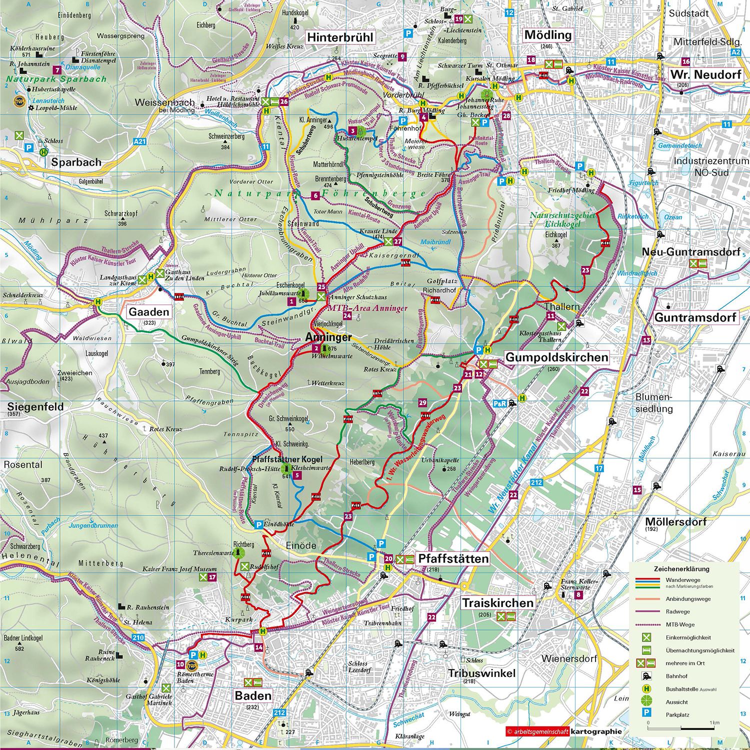 Wanderkarte zur Wanderregion Anninger