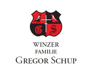 Logo der Winzerfamilie Gregor Schup mit Wappen und Vögeln.